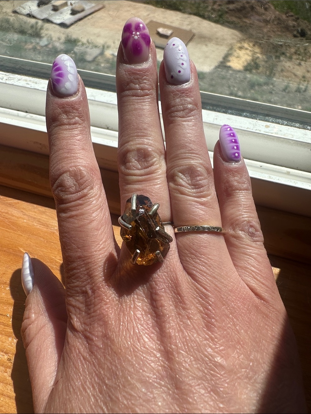 Sterling Silver Amber Statement Ring - Women's Fashion Jewelry